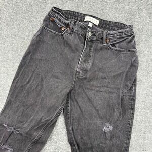 Abercrombie Fitch Size 28/6L The Dad High Rise Black Distressed Jeans Women's